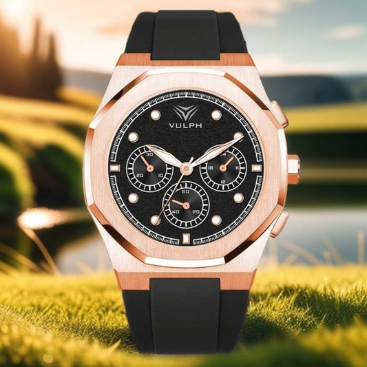 Night Howl - 44mm Rose Gold - Silicone Strap - Automatic Men's Watch