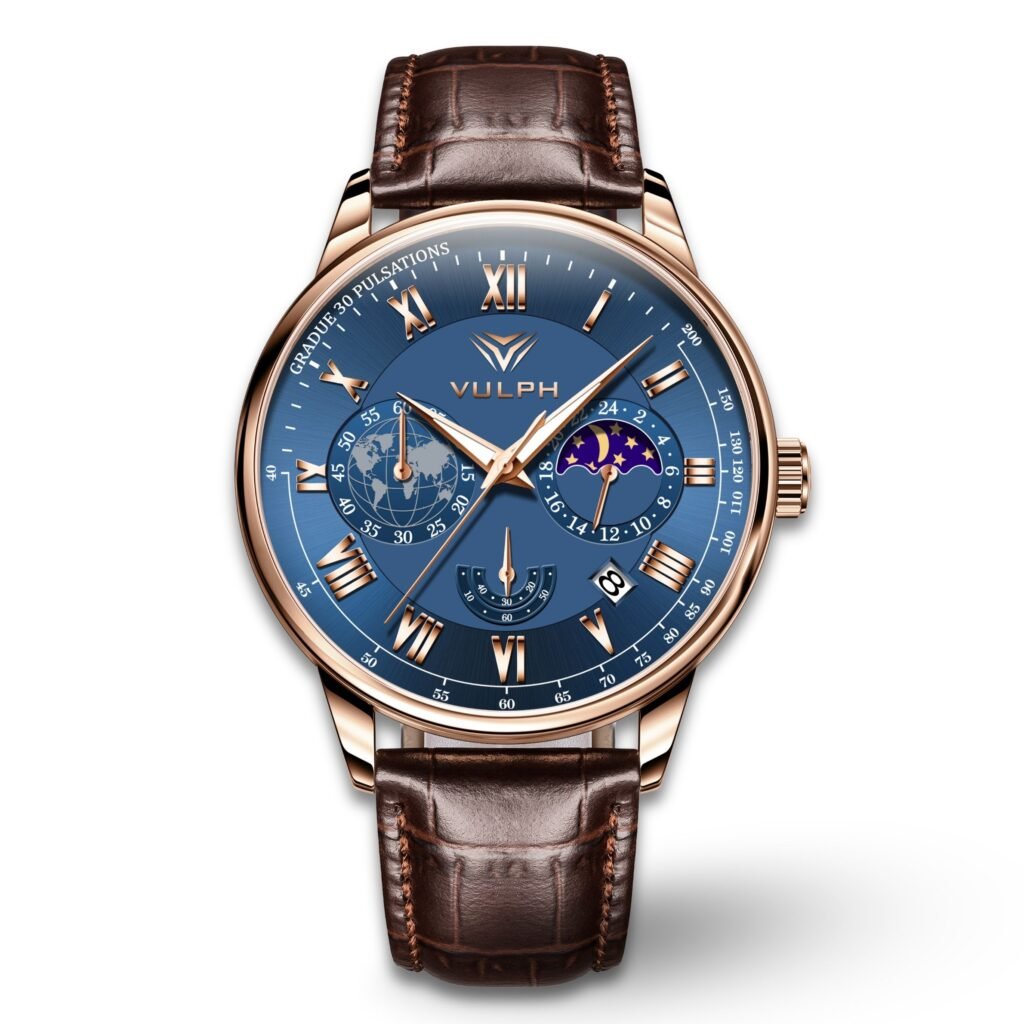 Alpha Male 42mm Sun & Moon Phase Chronograph Men's Watch
